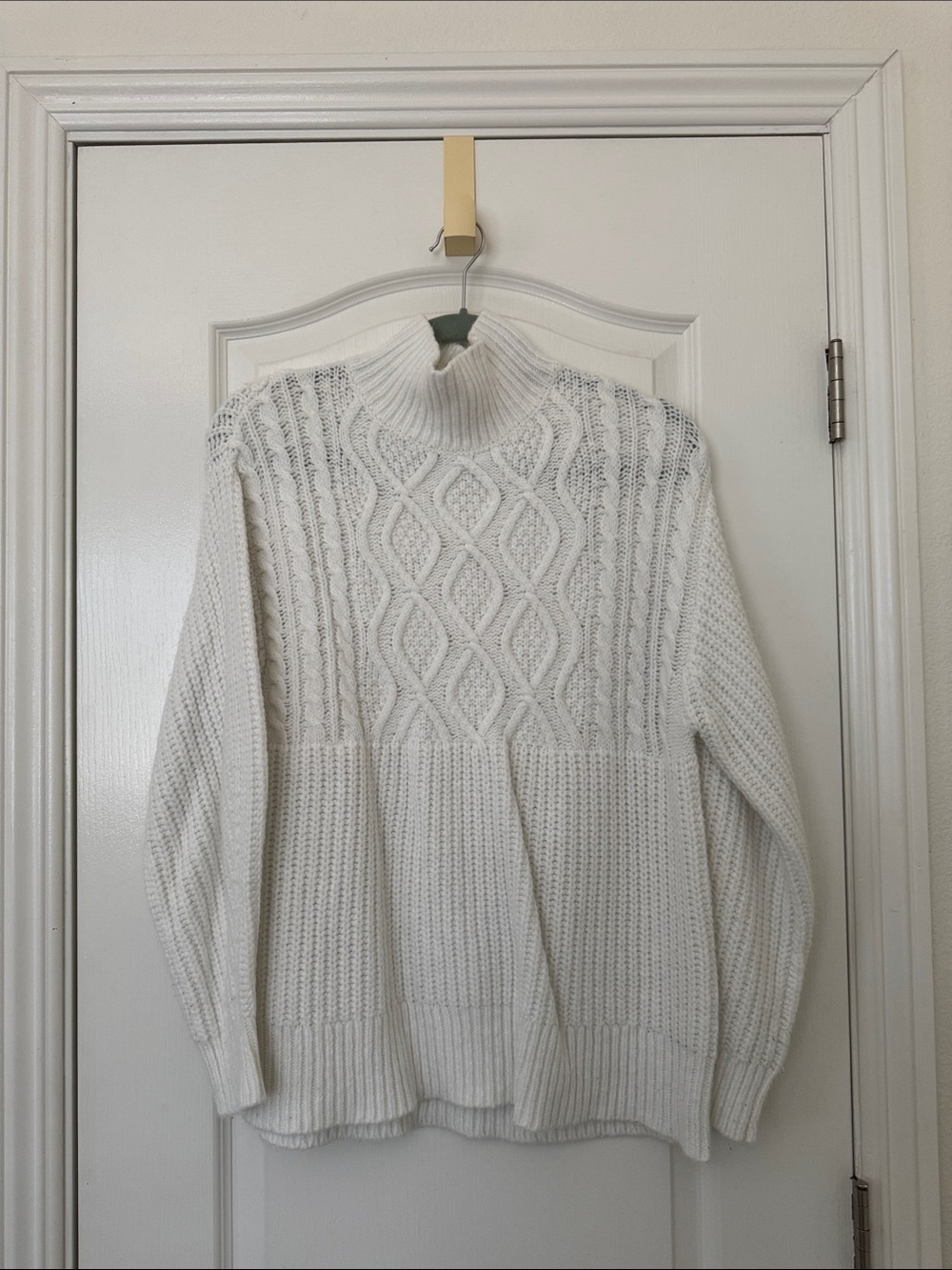 a new day Cream Cable-Front Turtleneck Sweater